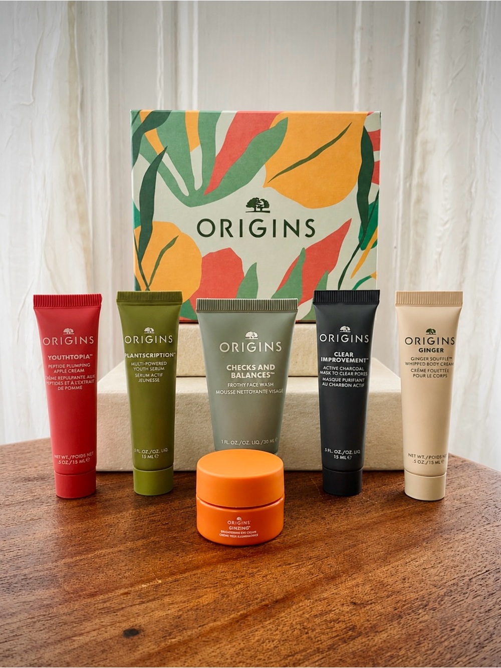 NEW 6 Pc Origins Skincare Gift Set Travel Size Checks & Balances GinZing